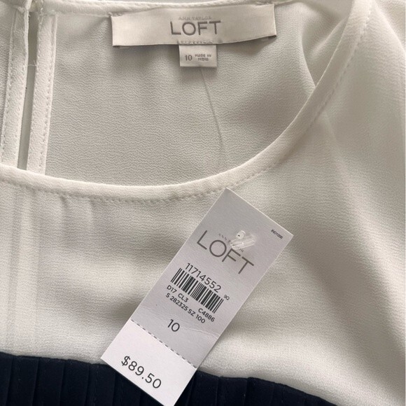 LOFT Midi Dress Black White Size 10 NWT w/flaw‎ - Picture 6 of 12